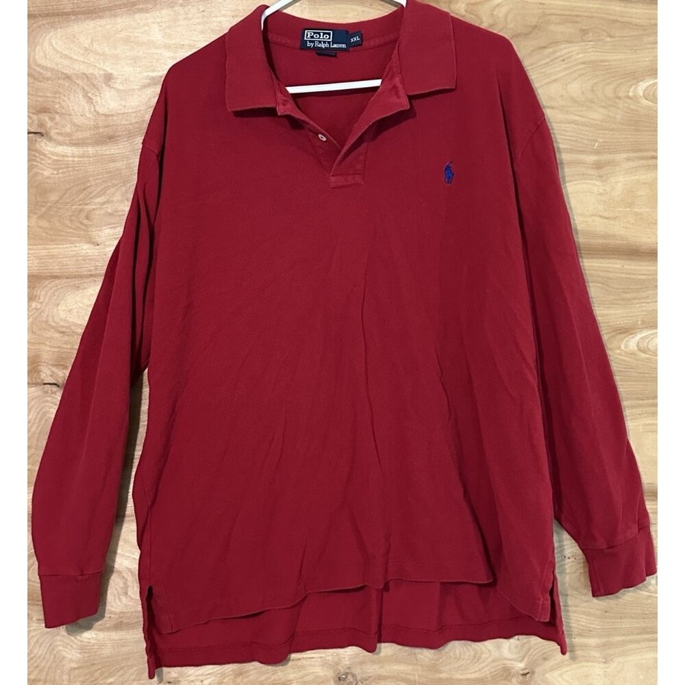 Polo Ralph Lauren Shirt Mens XXL Red 100% Cotton Long Sleeve Polo Preppy